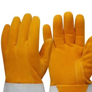 Guantes de cuero de soldadura Tig Guantes DE SEGURIDAD duraderos Guantes de cuero divididos resistentes al calor para uso industrial - Product Image 3