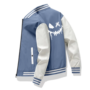 Chaqueta de béisbol de algodón personalizada unisex para hombre, informal, estilo Letterman dividido, cosido personalizado, nombre, número, colocación de logotipo frontal - Product Image 2