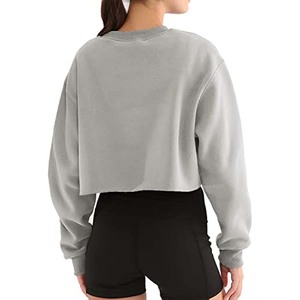 Femmes nouvelle mode haut court solide décontracté Polyester coton éponge Anti-rétrécissement 300g doublé broderie hiver - Product Image 3