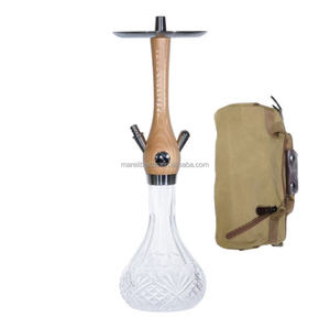 Set de Shisha Premium de Madera Sólida, Botella de Vidrio con Tallado Exquisito, Narguile Portátil de Viaje con Correa de Cuero para Uso de Alta Gama - Product Image 1