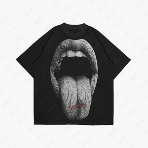 Camisetas de algodón 100% pesadas con cuello redondo personalizadas, camisetas de manga corta con estampado gráfico de gran tamaño para hombre - Product Image 3