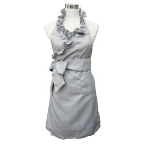 ผ้ากันเปื้อนสีเทา TO-189 แบบมีระบาย สำหรับโรงแรมและร้านเสริมสวย - Product Image 2