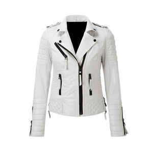 Factory Supply Genuine Leather Jacket Women Real Cowhide Slim Biker Style Zip Winter Coat High Quality Outerwear - Product Image 5