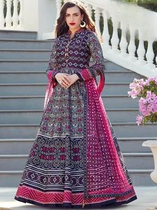 Traje con estampado de kurti para mujer, de 2 piezas conjunto largo, ropa de india étnica - Product Image 2