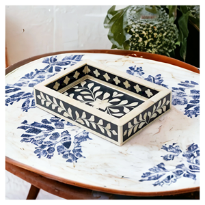 Bandeja de servicio decorativa con incrustaciones de hueso de alta demanda Bandeja desechable ecológica con patrón geométrico Nuevo estilo caliente - Product Image 1