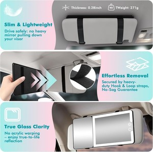 Xe Sun Visor Vanity gương với đèn & 20x Độ phóng đại, <span class=keywords><strong>LED</strong></span> Light Up gương trang điểm cho Sun Visor - Product Image 6