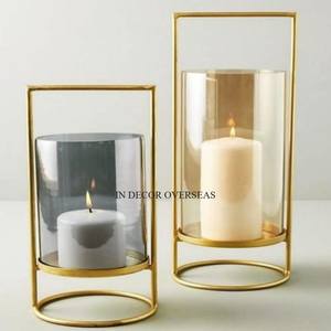 Métal enduit de poudre de couleur noire et verre transparent fait de lanternes décoratives de mariage de concepteur élégant Unique bougeoir fournitures - Product Image 4