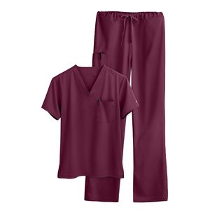 Conjuntos de fregado unisex superventas, uniforme médico hospitalario superior con cuello en V elástico de Color sólido, conjunto de fregado a granel personalizable OEM al por mayor - Product Image 2