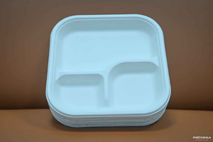 แผ่นชานอ้อยแบบใช้แล้วทิ้งฝา9นิ้วเหมาะสำหรับงานแต่งงานงานปาร์ตี้ - Product Image 2