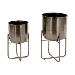 Soporte de exhibición de plantas de Metal, Juego de 2, decoración interior y exterior, maceta de latón forjado con maceta de flores - Product Image 2