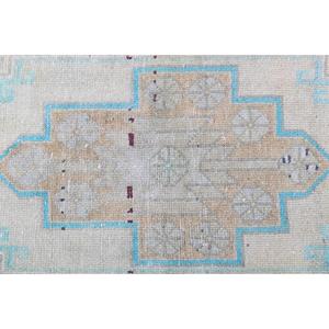 Alfombra Vintage de 1.4x3.4 pies, Alfombra Turca Pequeña, Alfombra Oriental Azul - Product Image 4