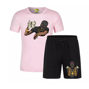 Gangster's T-shirt and Shorts Digital Printing Custom Made 100% Cotton <b>Tshirt</b> and Mask Shorts Sleeves Fit Size - Product Image 3