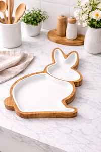 Bandeja de Madera Ecológica con Forma de Conejo Rústico, Apta para Lavavajillas, para Fiestas, Aperitivos, Postres, Té y Café, Decoración de Mesa de Cocina - Product Image 3