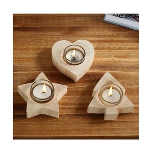 Warm Wooden <b>Tealight</b> <b>Holder</b> Made with Smooth Polished Surface to Create Relaxing Candlelit Vibes in Any Living Area - Product Image 2