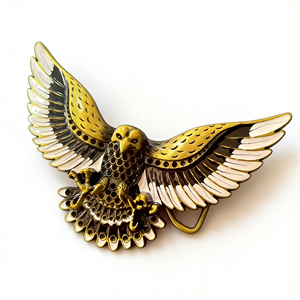 Boucle de ceinture en laiton moulé plaqué or avec impression UV en émail 3D de style western traditionnel antique en gros, logo personnalisé - Product Image 1