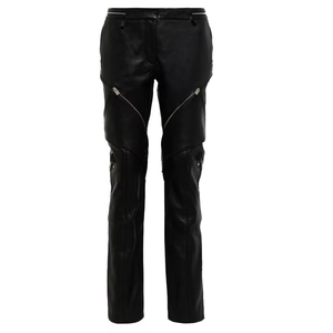 Wholesale 2025 Custom Made Ladies Leather Trousers <b>Women's</b> Mid Waist Lace Casual Breathable Button Spring Flat OEM Available - Product Image 6
