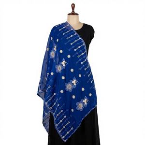 Hiyab de Chifón para Mujer con Bordado Floral y Pedrería, Ligero, Transpirable, Elegante, para Verano, Proveedor Mayorista - Product Image 1