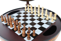 Support de jeu d'échecs en globe terrestre en bois rouge peint à la main de 13 pouces, sur pied, style vintage, carte du monde, décoratif pour la maison et le bureau