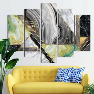 Impression sur toile à l'encre d'alcool verte abstraite moderne, œuvre d'art contemporaine, lot de 5 pièces : toile roulée - Product Image 1