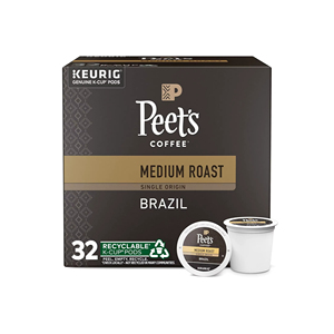 กาแฟพีทส์ คั่วกลาง แบบแคปซูลสำหรับเครื่องคิวริก เค-คัพ - ซิงเกิลออริจิน บราซิล 32 แคปซูล - Product Image 1