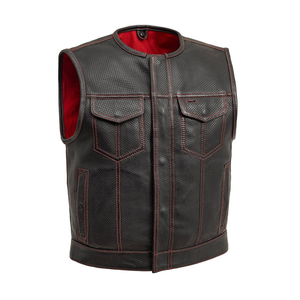 Meilleure vente gilet en cuir noir pour hommes grande taille sans manches et poches avant 100% gilet de moto chauffant d'hiver de haute qualité - Product Image 1