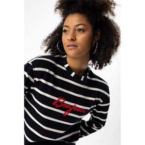 Sudadera a Rayas con Bordado Frontal y Hombros Acolchados - Product Image 3