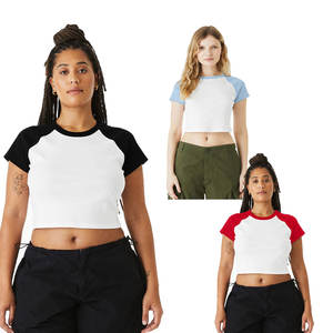 Camiseta Raglán de Microcanalé con Estampado Batik 3D para Mujer BELLA + CANVAS - Apliques con Estampado Personalizado, Algodón de Primavera, Corte Ajustado, Antiencogimiento, Informal - Product Image 5