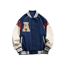 Letterman Varsity Bomber <b>Jacket</b> for Men <b>Black</b> White High Street Casual Baseball Jersey Design Winter Embroidered <b>Sport</b> Coat - Product Image 1