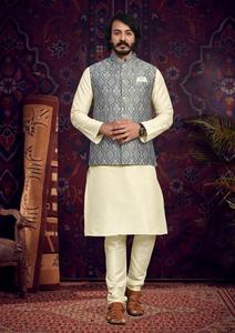 Markenkleidung Junge Herren ethnische Kleidung Kurta-Pajama Nehru-Jacken-Set Herstellerpreis Export nach Indien - Product Image 2