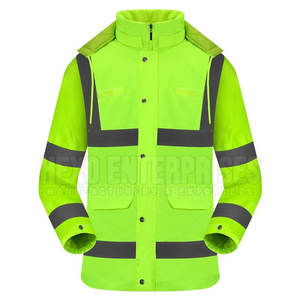 Veste de sécurité de travail pour hommes ANSI classe 2 imperméable en polyester avec logo personnalisé haute visibilité - Product Image 1