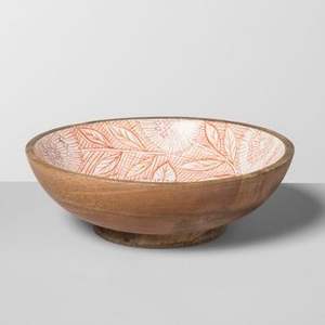 Ensaladera de madera decorativa esmaltada hecha a mano, madera de mango grande, diseño impreso personalizable, comida de uso multiusos hecha en la India - Product Image 3