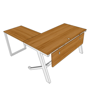 BFYB009-YBamboo 140x150cm L-Shaped Corner <b>Computer</b> <b>Desk</b> with Assembled Iron Legs - Product Image 5