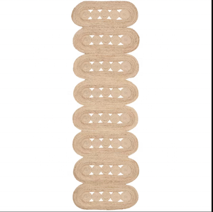 MORE Natural Sólido Reversible Trenzado Yute Granja Área Alfombra Rectángulo Tamaño grande para la puerta de la habitación Cocina Oficina Comedor - Product Image 6