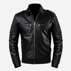 Veste en cuir véritable pour homme sur mesure, mode de rue, imperméable, coupe-vent, écologique, rembourrage en polyester, fabriqué au Pakistan pour - Product Image 1