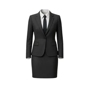 Conjunto de Blazer Negro Uniforme con Falda y Corbata - Product Image 1