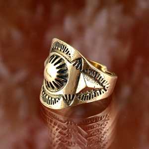 Trendy Boho Tribal Sun Buster Brass <b>Ring</b> 18k Gold Plated Statement Symbol Ethnic Vintage Wholesale <b>Adjustable</b> <b>Ring</b> For Women - Product Image 3