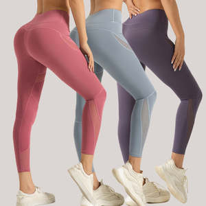 Leggings de Yoga de Cintura Alta con Forma de V para Mujer, Color Sólido, Sin Costuras, Transpirables, Absorbentes de Sudor, de Spandex/Nailon, Pantalones de Fitness de Longitud Completa - Product Image 4
