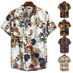 2025 hommes décontracté hawaïen imprimé chemises Polyester col rabattu Anti-rides grande taille été hawaïen imprimé décontracté pour hommes - Product Image 6