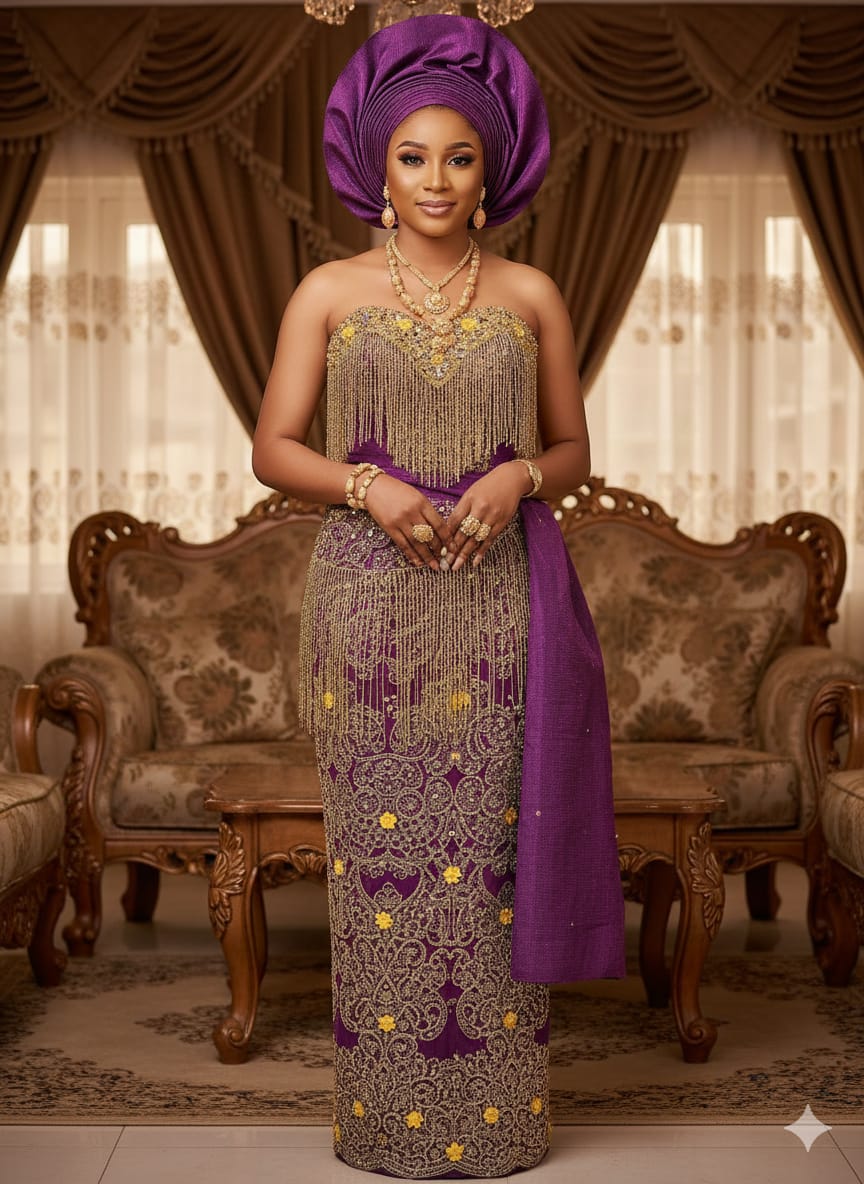 purple and gold african wedding dresses Purple & Gold African Kaftan Dress