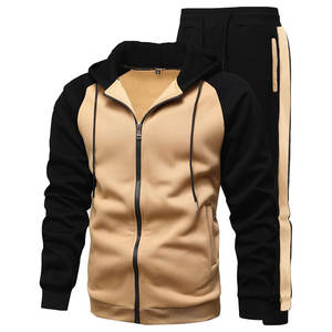 Ropa deportiva de invierno de 2 piezas para hombre, chándal con cintura y cordón para correr, trajes deportivos de marca privada, fabricante personalizable - Product Image 1
