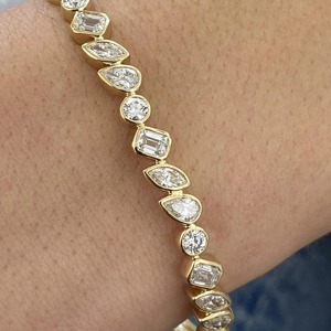 ได้รับการรับรองจากอีจีไอ925เครื่องประดับผู้หญิงหรูหราสร้อยข้อมือหินผสมเงินสเตอร์ลิงชุบทองโดยห้องปฏิบัติการ VVS - Product Image 3