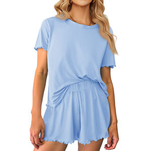 <b>Women's</b> <b>Sets</b> Lounge Wear Sleepwear Pajamas 2 Piece <b>Set</b> <b>Women</b> <b>Short</b> Sleeve Loose Breathable Blank Solid Color Summer <b>Short</b> <b>Set</b> - Product Image 2