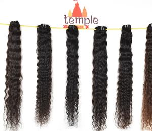 Venta al por mayor de extensiones de cabello humano virgen indio doble trama de onda profunda cutícula alineada máquina procesada paquetes de templo - Product Image 5