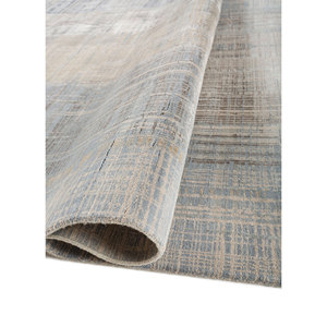 Tapis Kavi bleu noué à la main en laine et soie de bambou, motif abstrait, pour usage domestique (Srb(701(Fr)) - Product Image 2