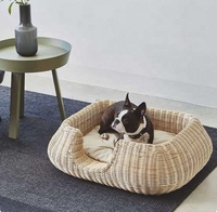Lit pour animaux en rotin, commerce du Vietnam, vente en gros de lits pour animaux en rotin, tissage à la main naturel, bleu et rose, respirant, fabriqué à la main, acheter directement au Vietnam