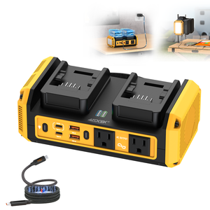 Convertisseur de puissance 350W à onde sinusoïdale pure pour batterie Dewalt 20V (sans batterie) Chargeur rapide 7A Sortie de tension 120V 60Hz Camping - Product Image 1