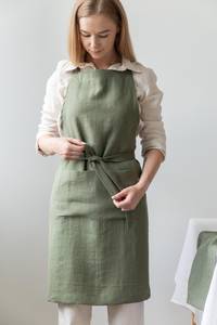 ผ้ากันเปื้อนผ้าลินินธรรมชาติสำหรับผู้หญิงและผู้ชายสำหรับใช้ในเชิงพาณิชย์อาหารและสวน - Product Image 3