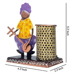 Soporte de pluma de madera duradero ligero púrpura y amarillo vintage con forma cuadrada para uso en la oficina o el hogar - Product Image 5