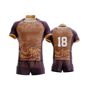 Uniformes de rugby unisexes Ensembles respirants imprimés par transfert de chaleur personnalisables 100% polyester Vente en gros Nouveautés - Product Image 1