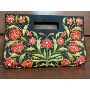 Meilleur à la mode de luxe femmes toile pochette fermeture éclair mode avant Zari broderie perle chaîne perles serrure décoration nouveauté - Product Image 5